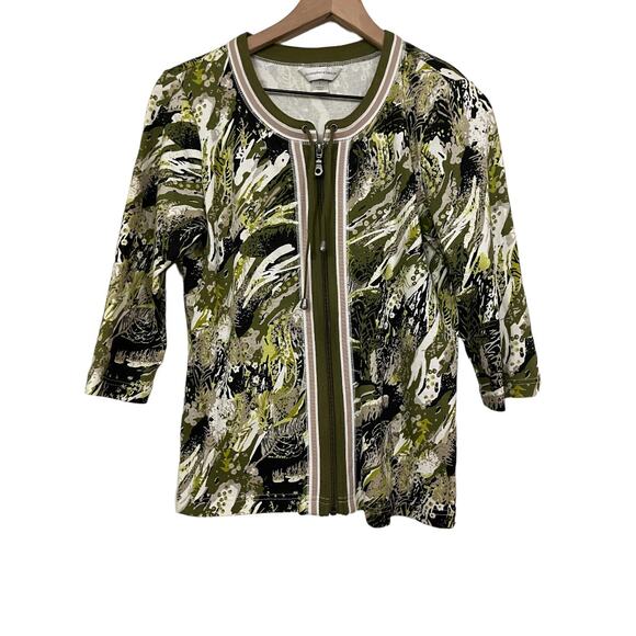 Christopher and Banks Womens 3/4 Length Sleeve Green Zip Up Jacket Size Small - Picture 1 of 5